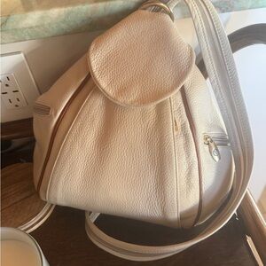 Gorgeous Valentina Cream Pebbled Leather Backpack